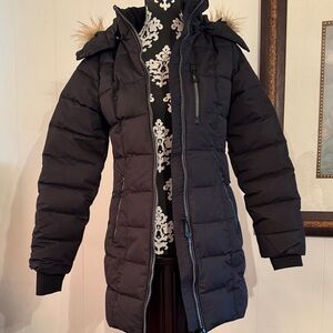 Noize Hannah Faux Fur Black Trim Hooded Parka